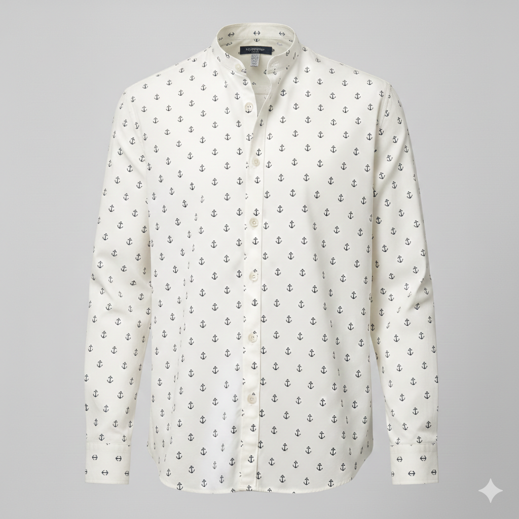 CAMICIA DI LINO COREANA CON ANCORE