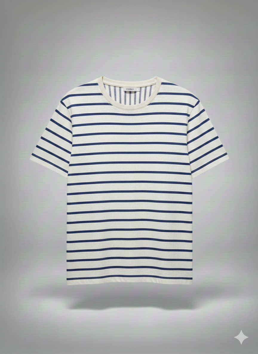 T-SHIRT IN LINO A RIGHE