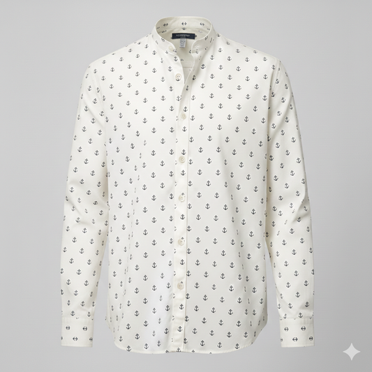 CAMICIA DI LINO COREANA CON ANCORE