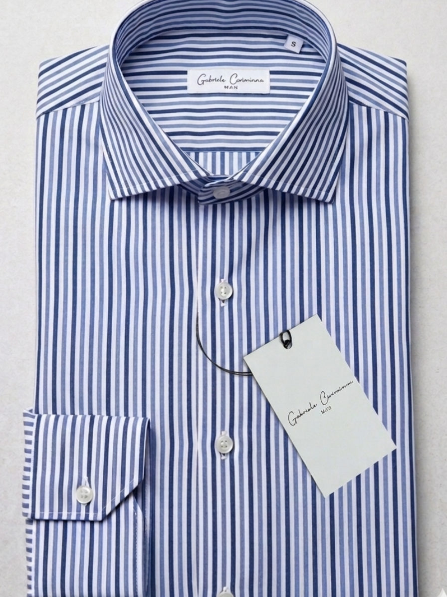 CAMICIA GALLIPOLI IN COTONE RIGA BICOLORE