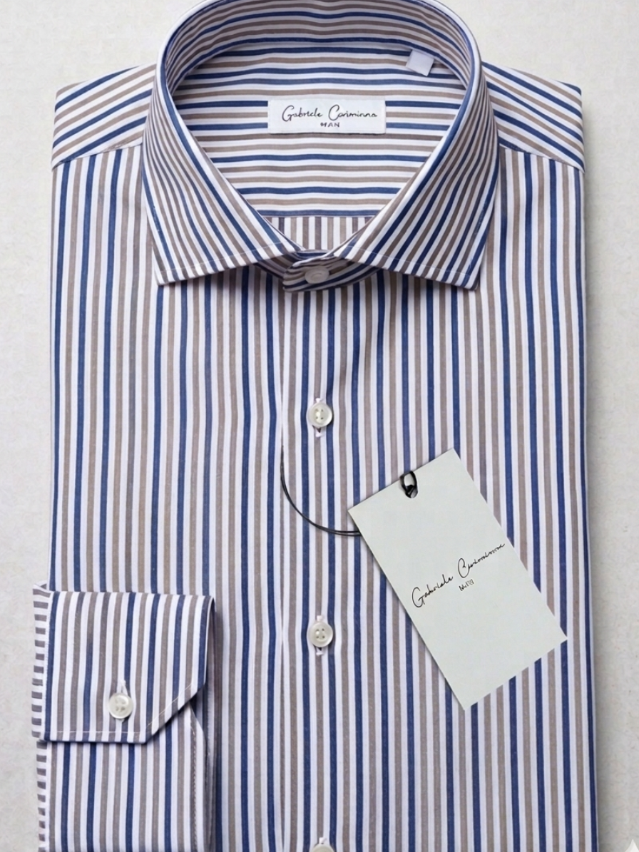 CAMICIA GALLIPOLI IN COTONE RIGA BICOLORE
