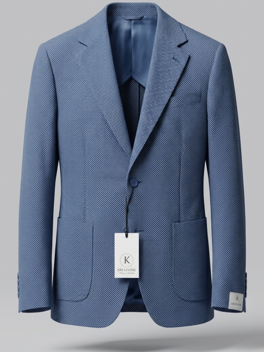 GIACCA BLU MICROQUADRO IN LINO