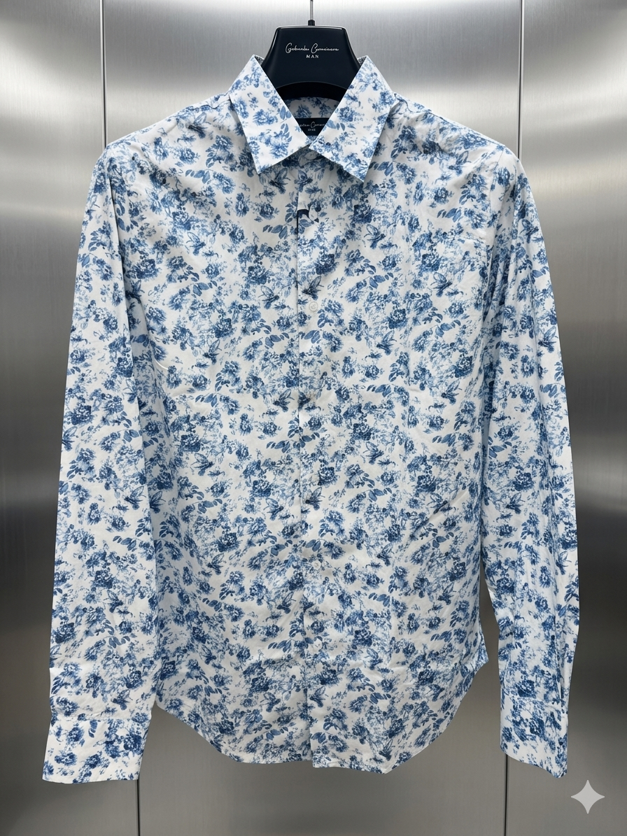 CAMICIA COTONE BLU FLOW