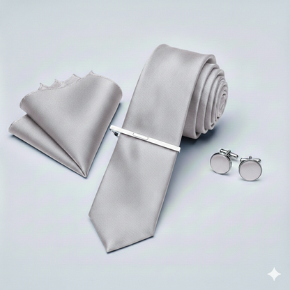 SET 4 PEZZI BLU NAVY CRAVATTA/FERMA CRAVATTA/GEMELLI/POCHETTE